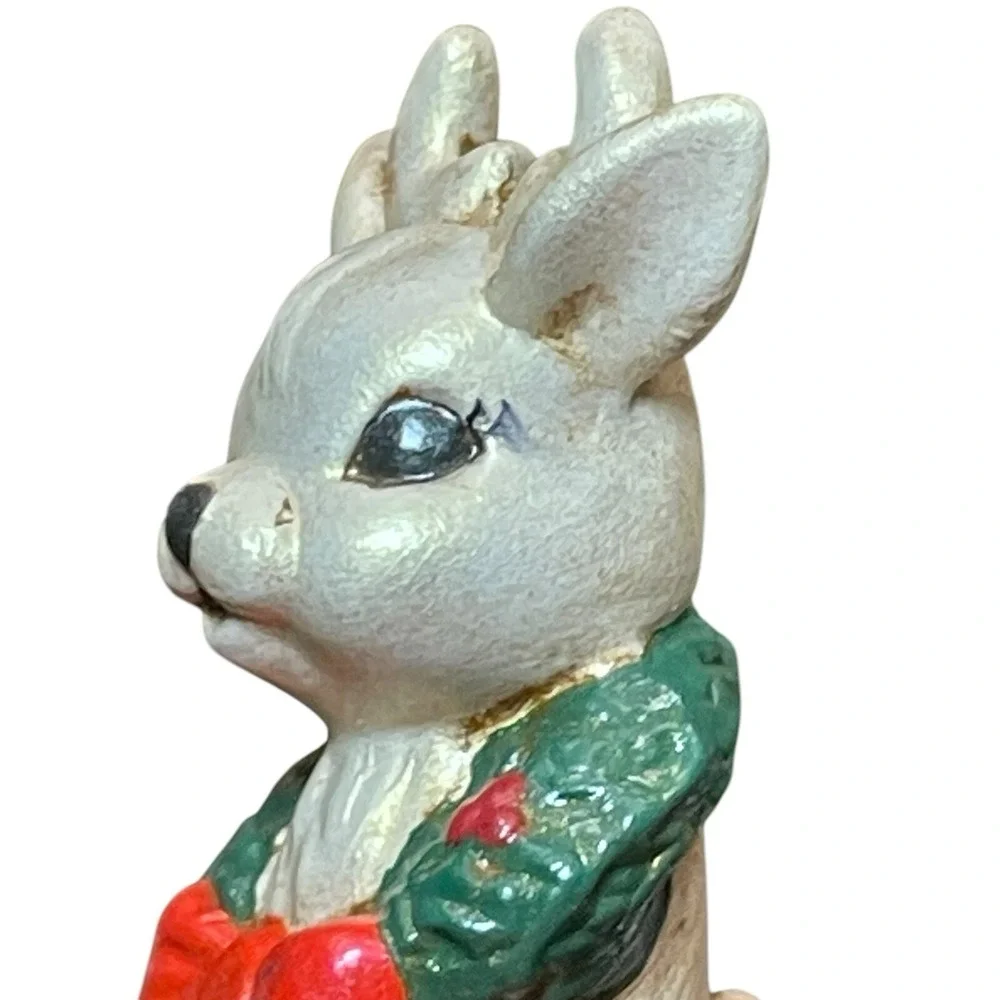 Vintage Christmas Reindeer with Wreath Icicle‎ Ornament 8 inches Retro